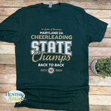 2023 Damascus Cheer State Champs Hero Glitter T-Shirt - Green