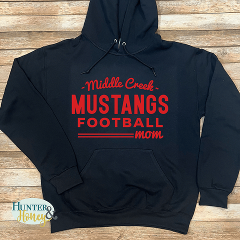 Mustangs Old School Football Mom HTV Hoodie