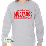 Mustangs Old School Football Dad Long Sleeve Tee