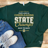 2023 Damascus Cheer State Champs Hero Glitter T-Shirt - Green