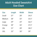 Adult hooded sweatshirt size chart