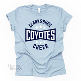 Clarksburg Coyotes Cheer Burst Light Blue T-Shirt