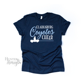 Clarksburg Coyotes Cheer Fun and Quirky T-Shirt in Navy