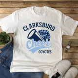 Clarksburg Cheer Megaphone Pom Coyotes T-Shirt in White