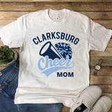 Clarksburg Cheer Megaphone and Pom Mom T-Shirt in White