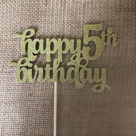Happy 5th Birthday Chonky Glitter Cake Topper
