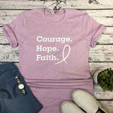 Courage Hope Faith Cancer Awareness T-Shirt