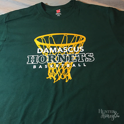 Green Damascus Hornets Basketball Net Long Sleeve Tee