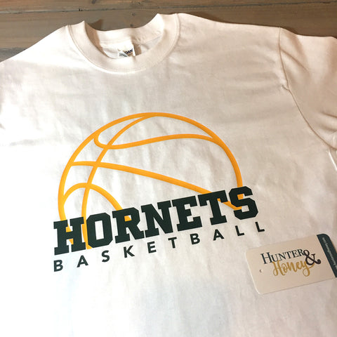 Hornets Basketball white t-shirt