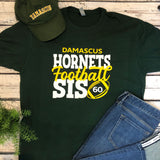 Damascus Hornets Football Sister Fun tee in dark green.