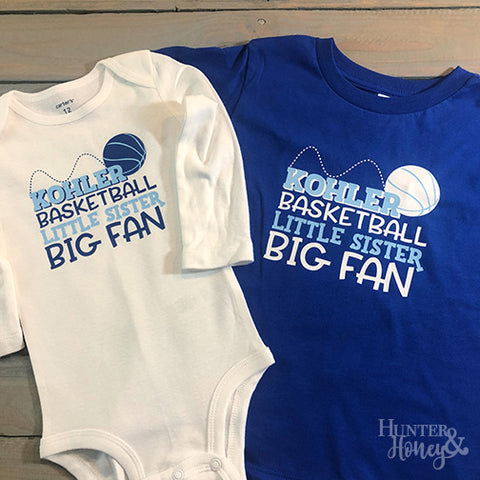 Kohler basketball biggest fan t-shirt and infant bodysuits.