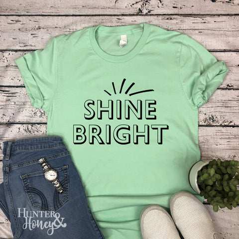 Shine Bright mint green ringspun cotton graphic tee
