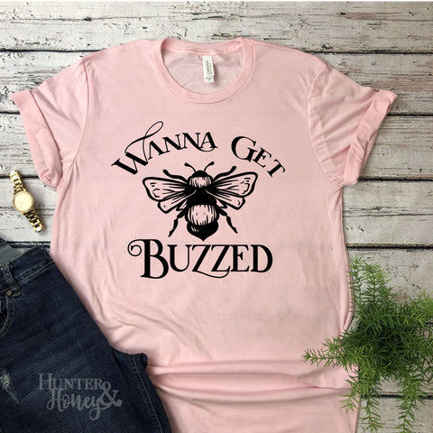Wanna Get Buzzed Graphic T-Shirt in Pink