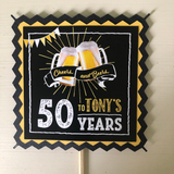 Cheers and Beers to Tony's 50 Year's Personalized Birthday Centerpiece Stick Close Up Party Decorations and Supplies