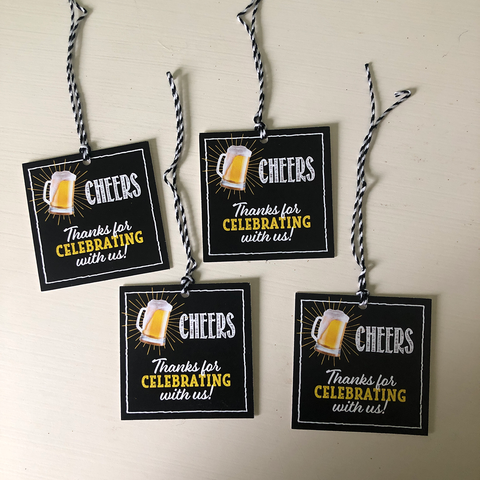 Cheers Thank You for Celebrating With Us Birthday Party Decoration Tags