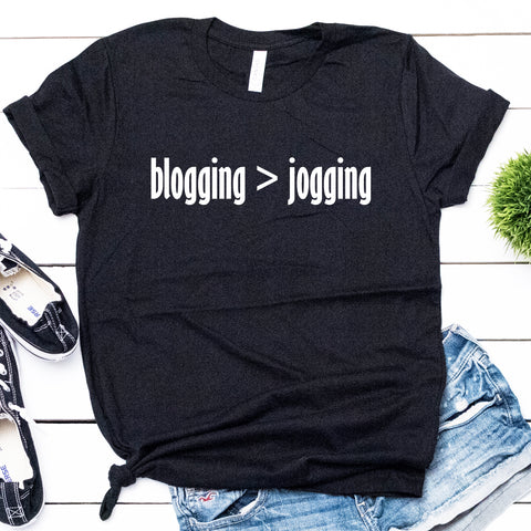 Blogging Over Jogging Black Tee