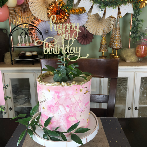 Happy 4th Birthday Cake Topper Four 4 glitter any age Cake Forth Custom  Four | eBay