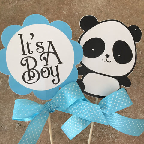 It's a Boy and Panda party centerpiece sticks.