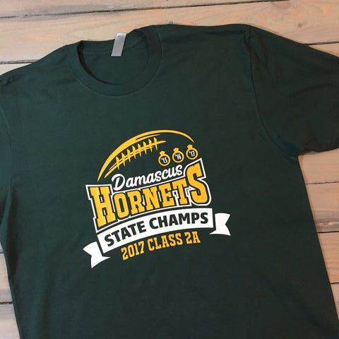 Damascus Football State Champs 2017 green tee